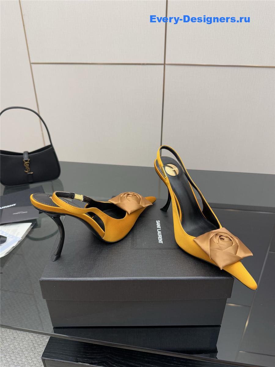 Sa1nt Lau*nt yellow floral pumps