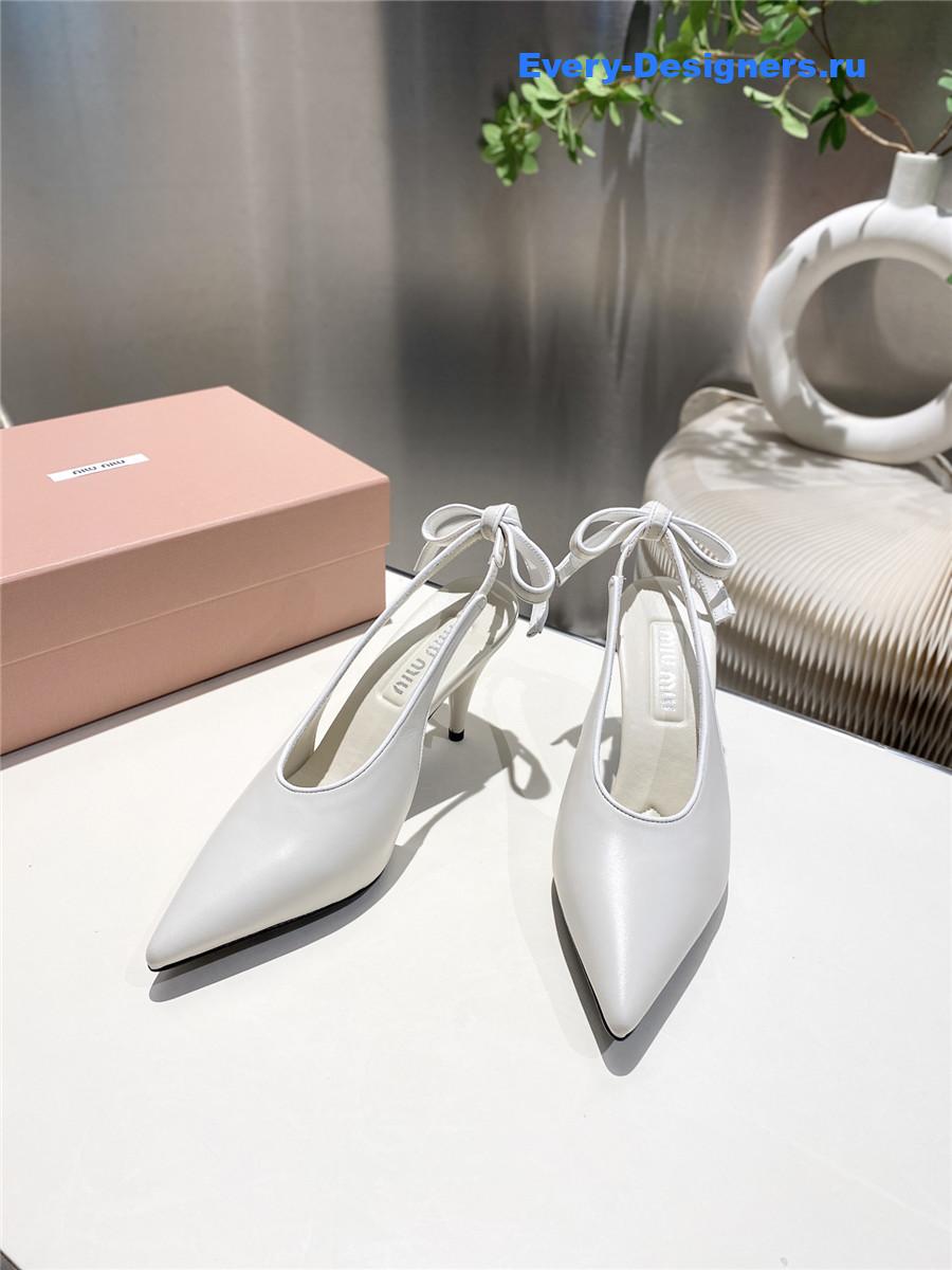 Miu Miu White Kitten Heel Pumps