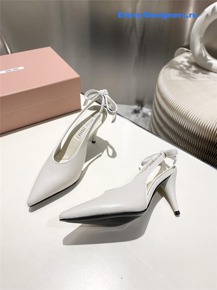 Miu Miu White Kitten Heel Pumps