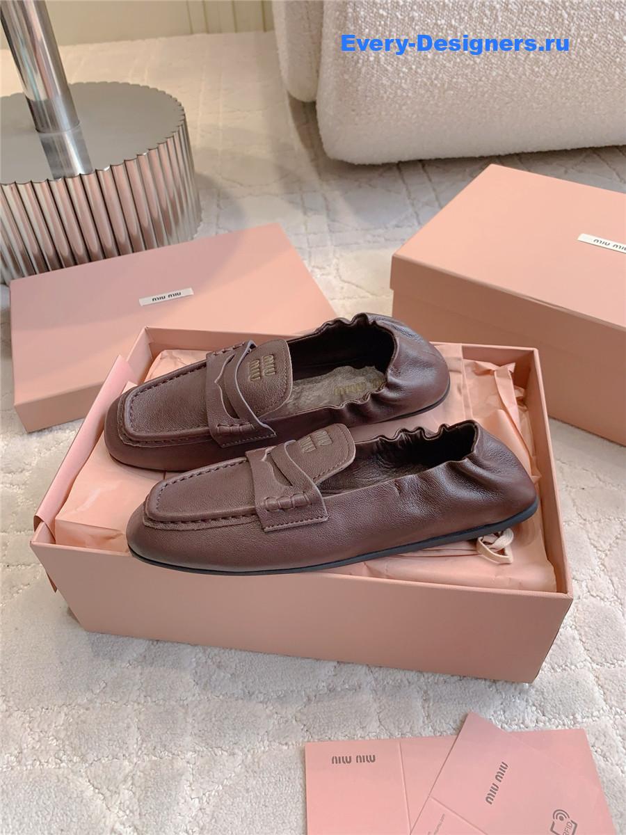 Miu Miu Brown Metallic Loafers