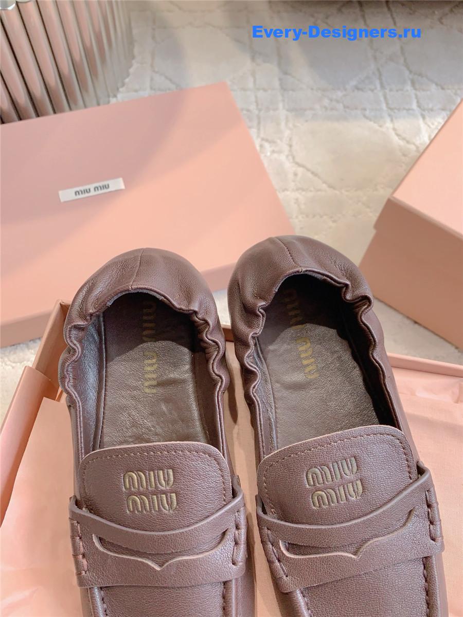 Miu Miu Brown Metallic Loafers