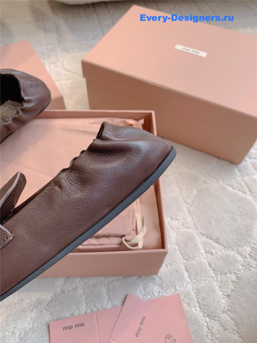 Miu Miu Brown Metallic Loafers