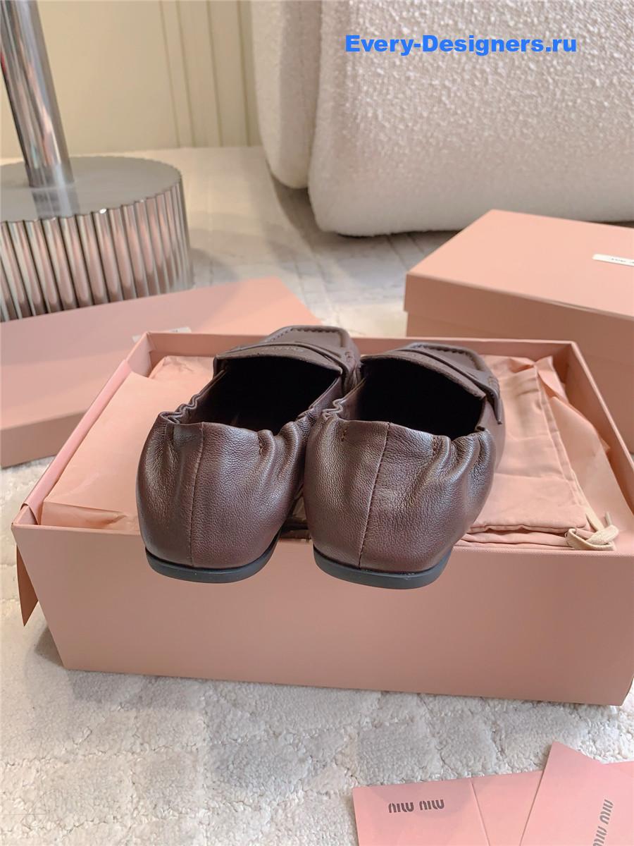 Miu Miu Brown Metallic Loafers