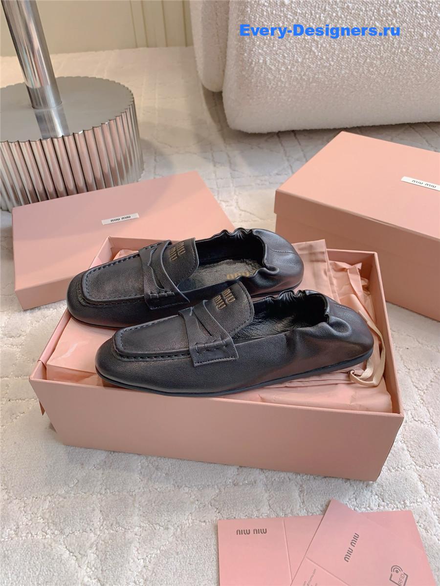 Miu Miu Black Metallic Loafers