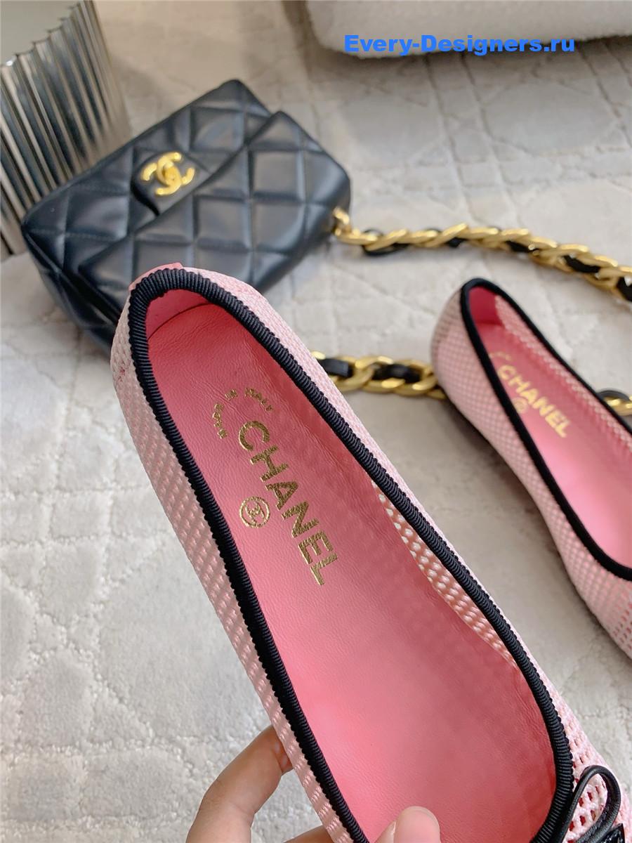 Ch**el pink embroidered cc ballerina flats