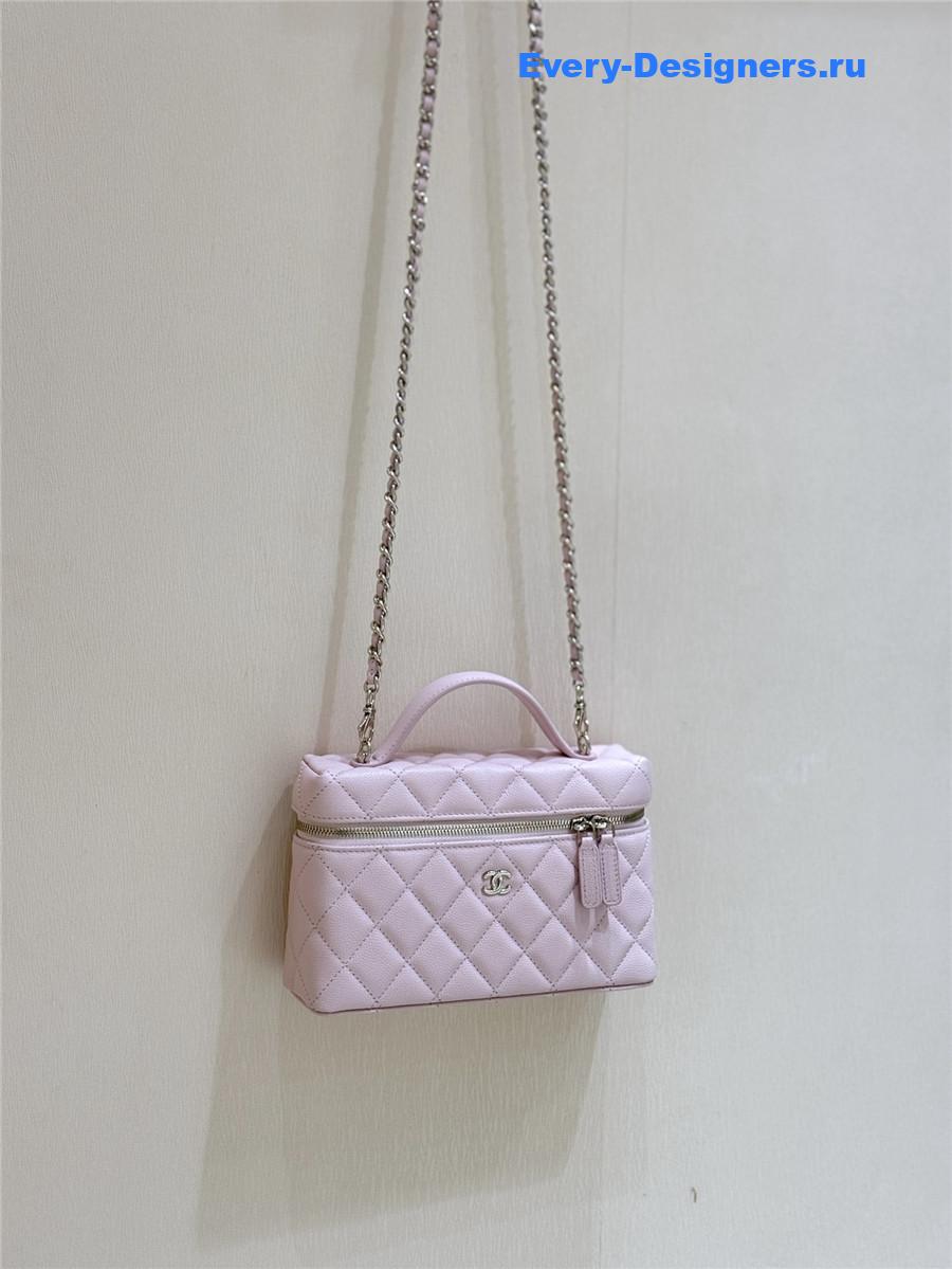 Ch**el light pink quilted clutch