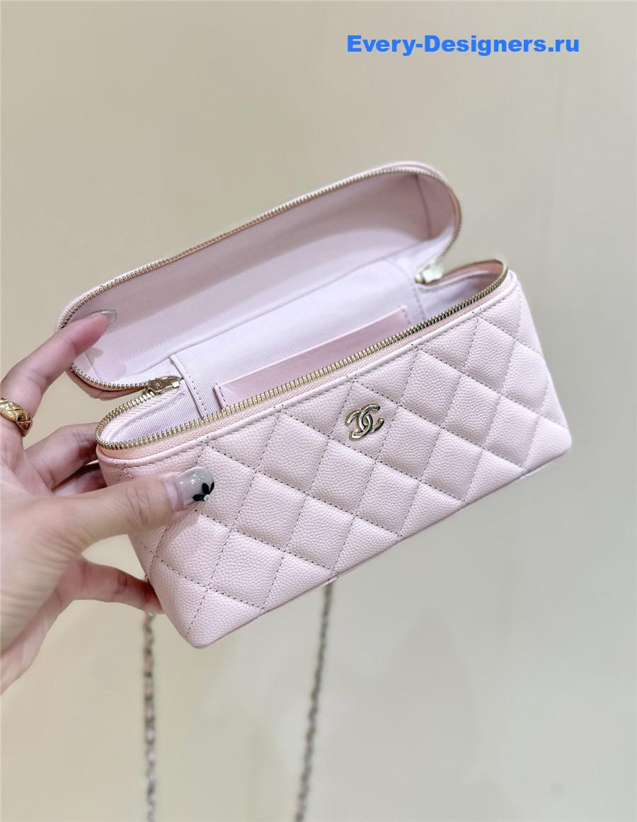 Ch**el light pink quilted clutch