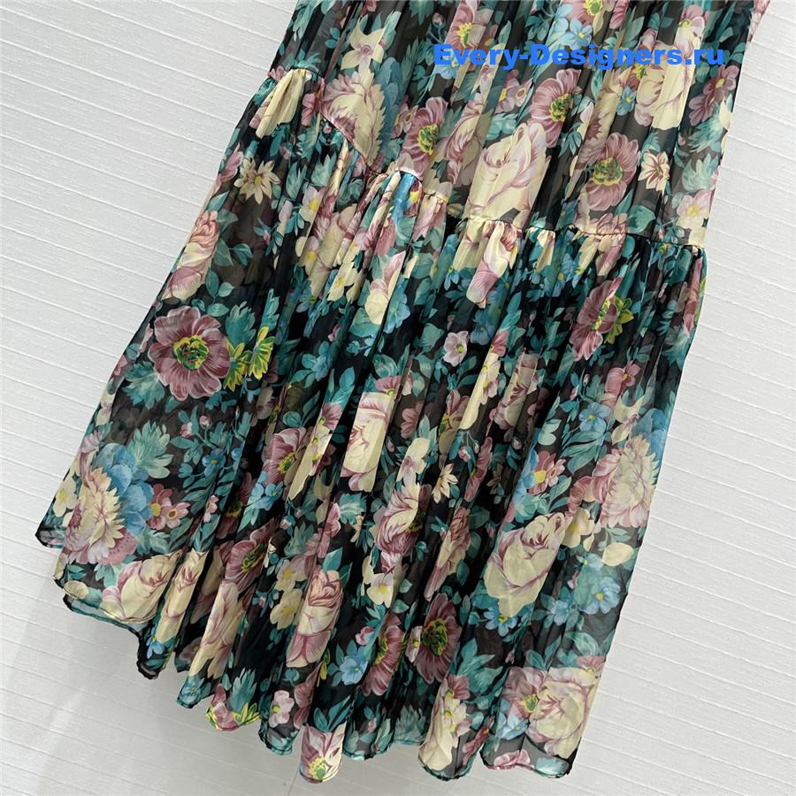 Chloé Green Silk Chiffon Maxi Skirt