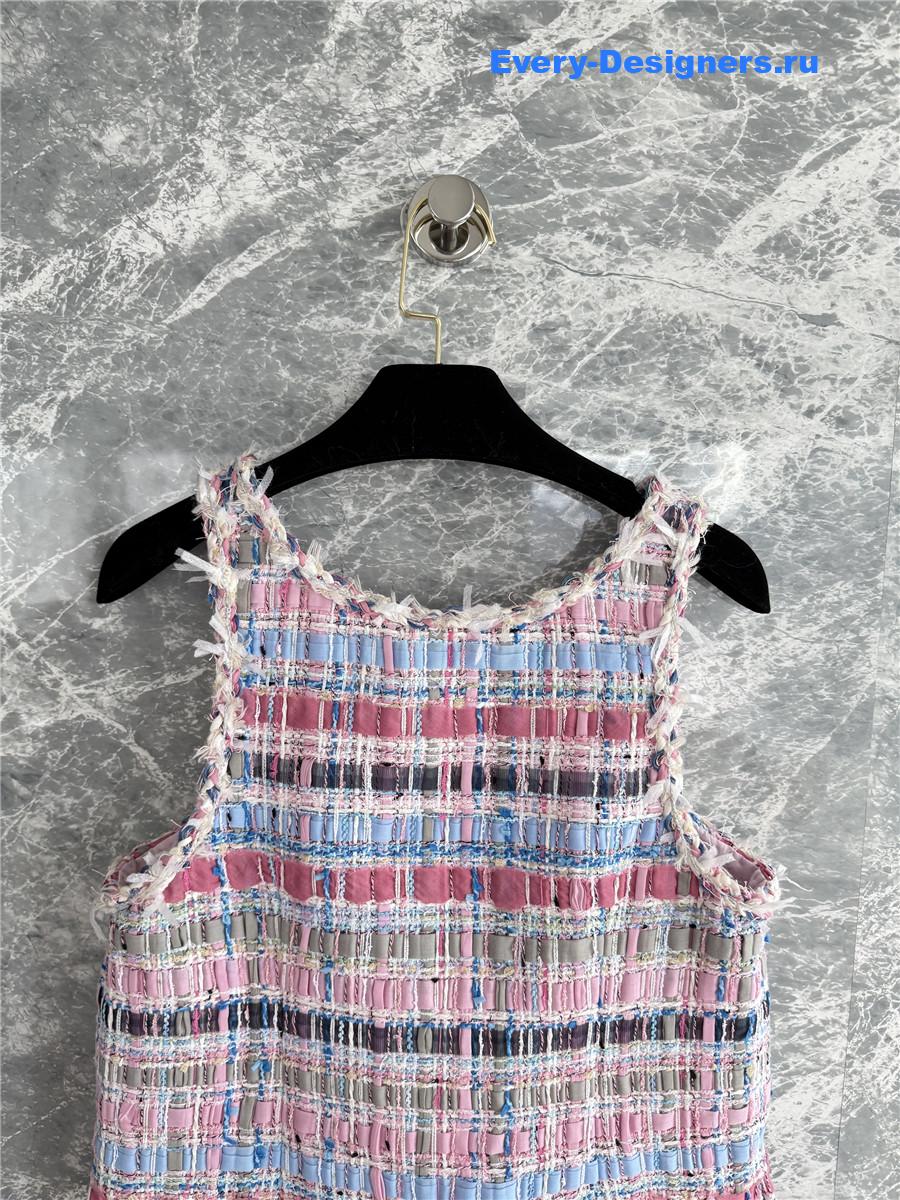 Ch**el pink cotton & silk tweed vest