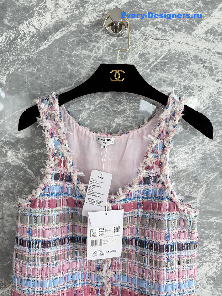 Ch**el pink cotton & silk tweed vest