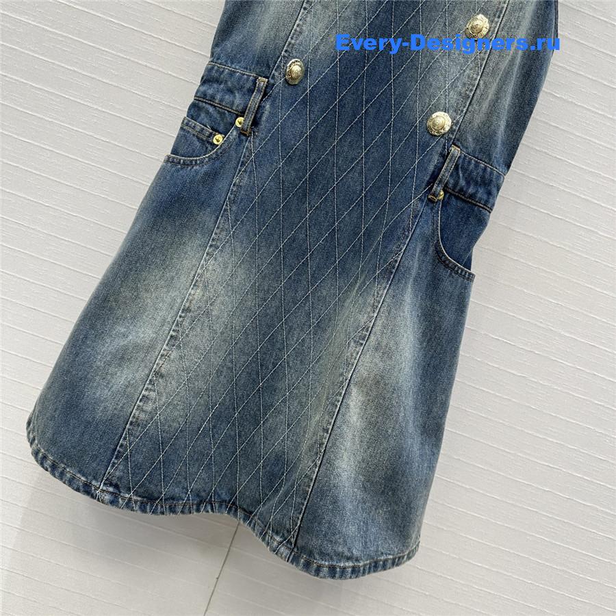 BALMAIN Embroidered Denim Mini Dress