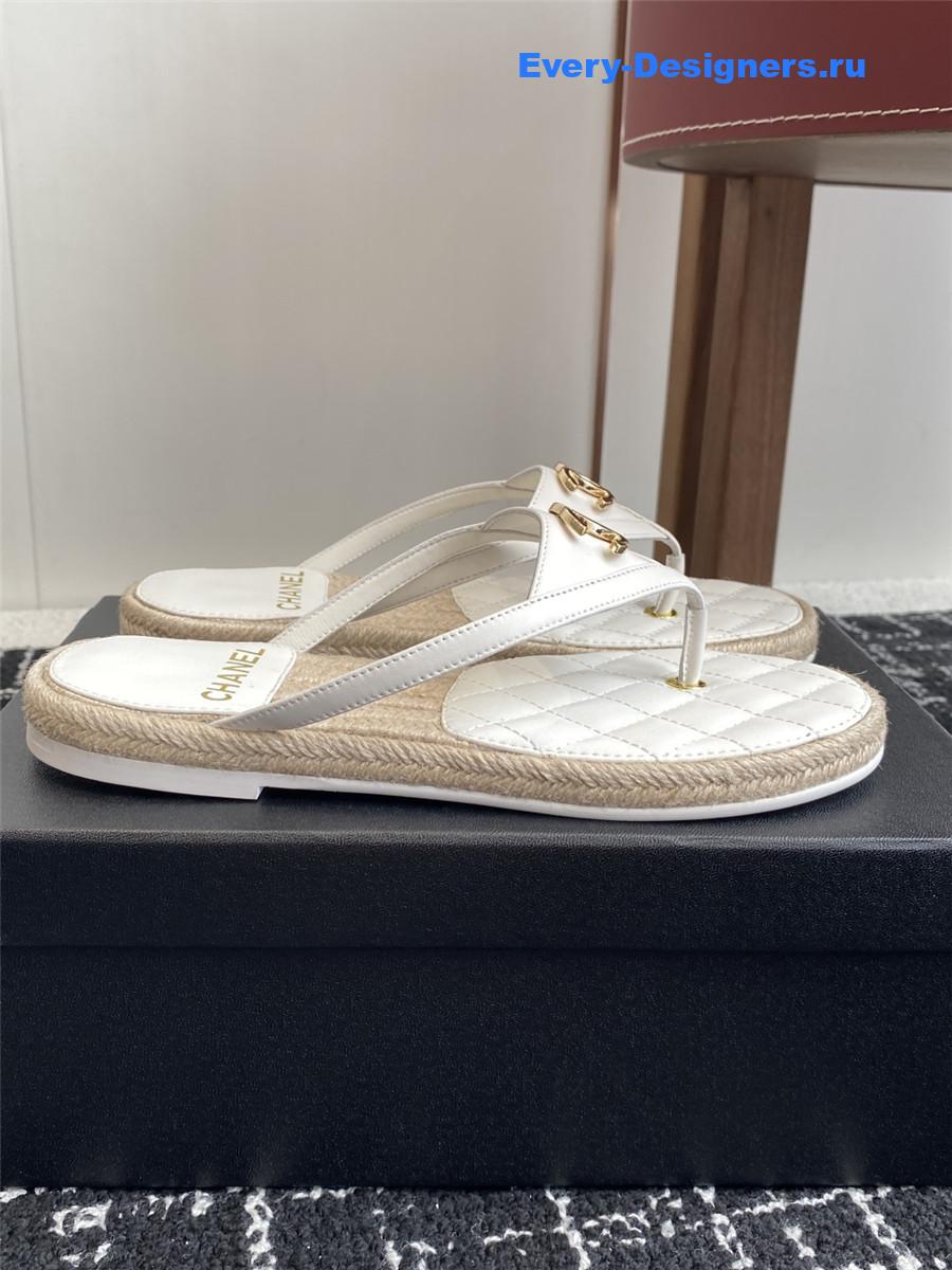 Ch**el white suede thongs