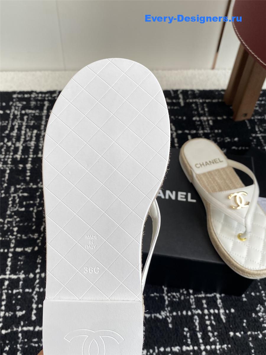 Ch**el white suede thongs