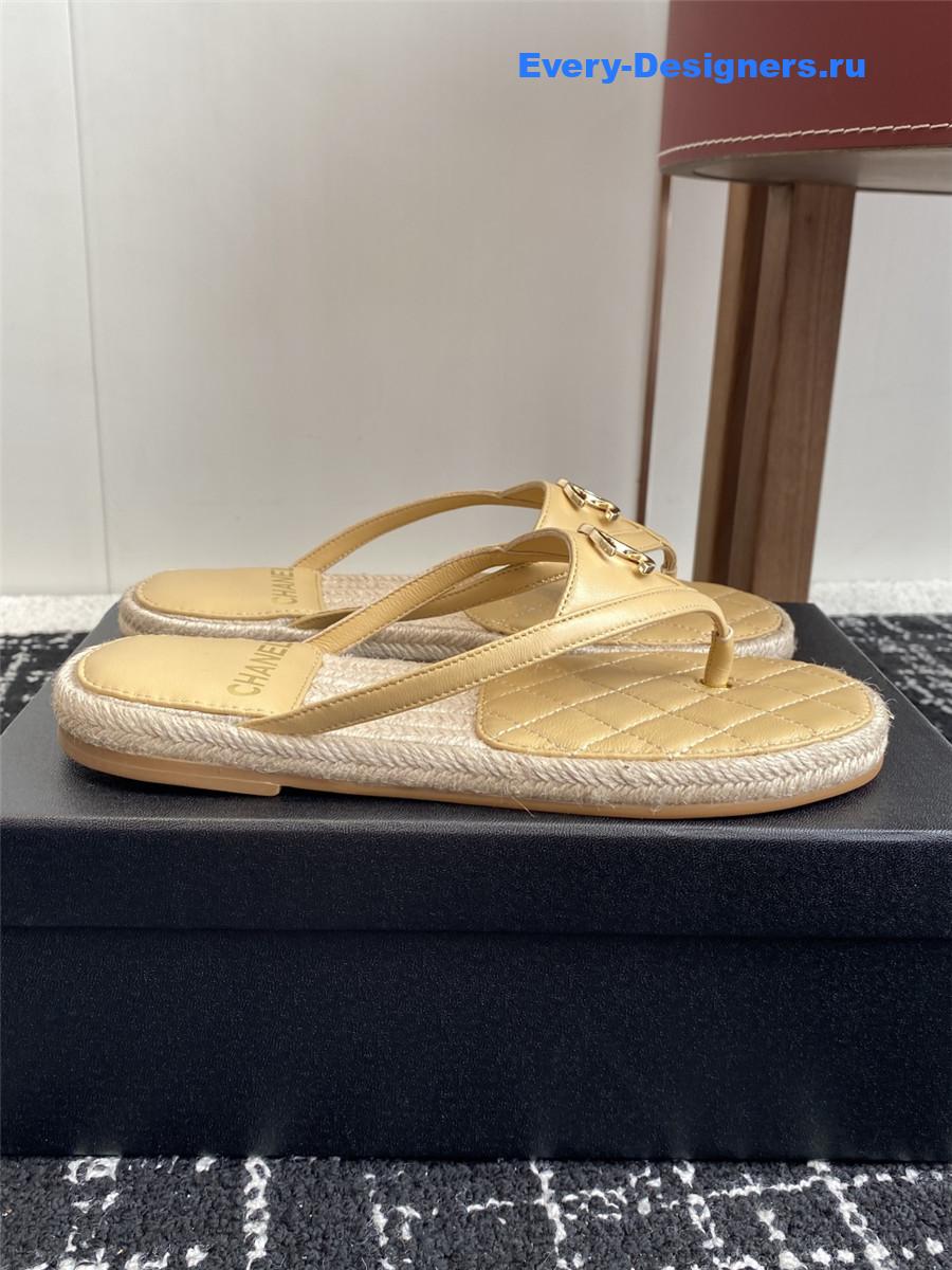 Ch**el beige suede thongs