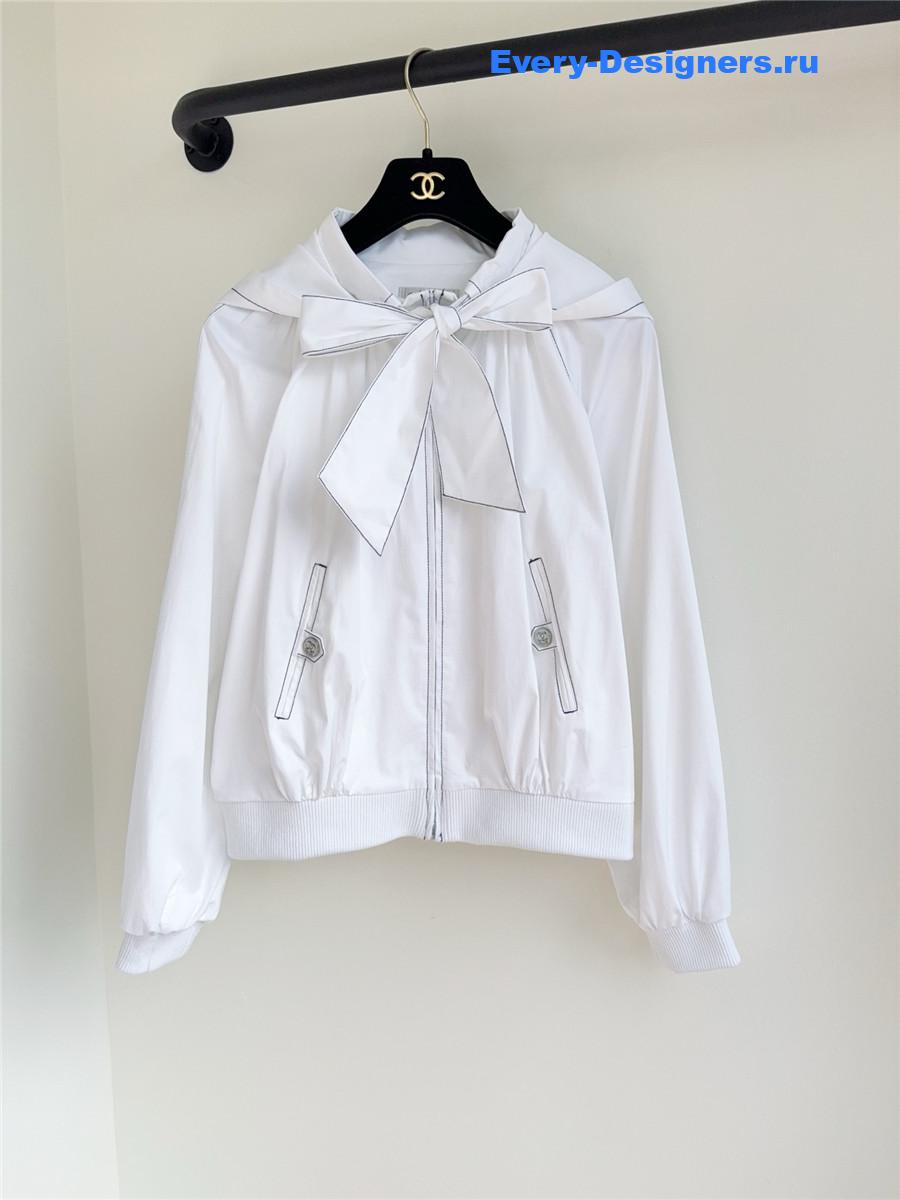 Ch**el white ribbon bow jacket