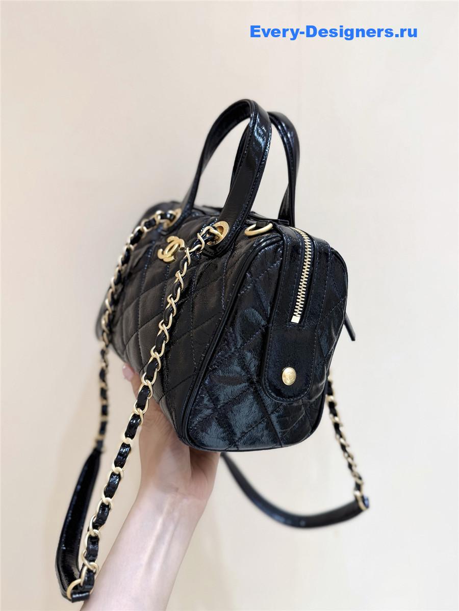 Ch**el black patent suitcase