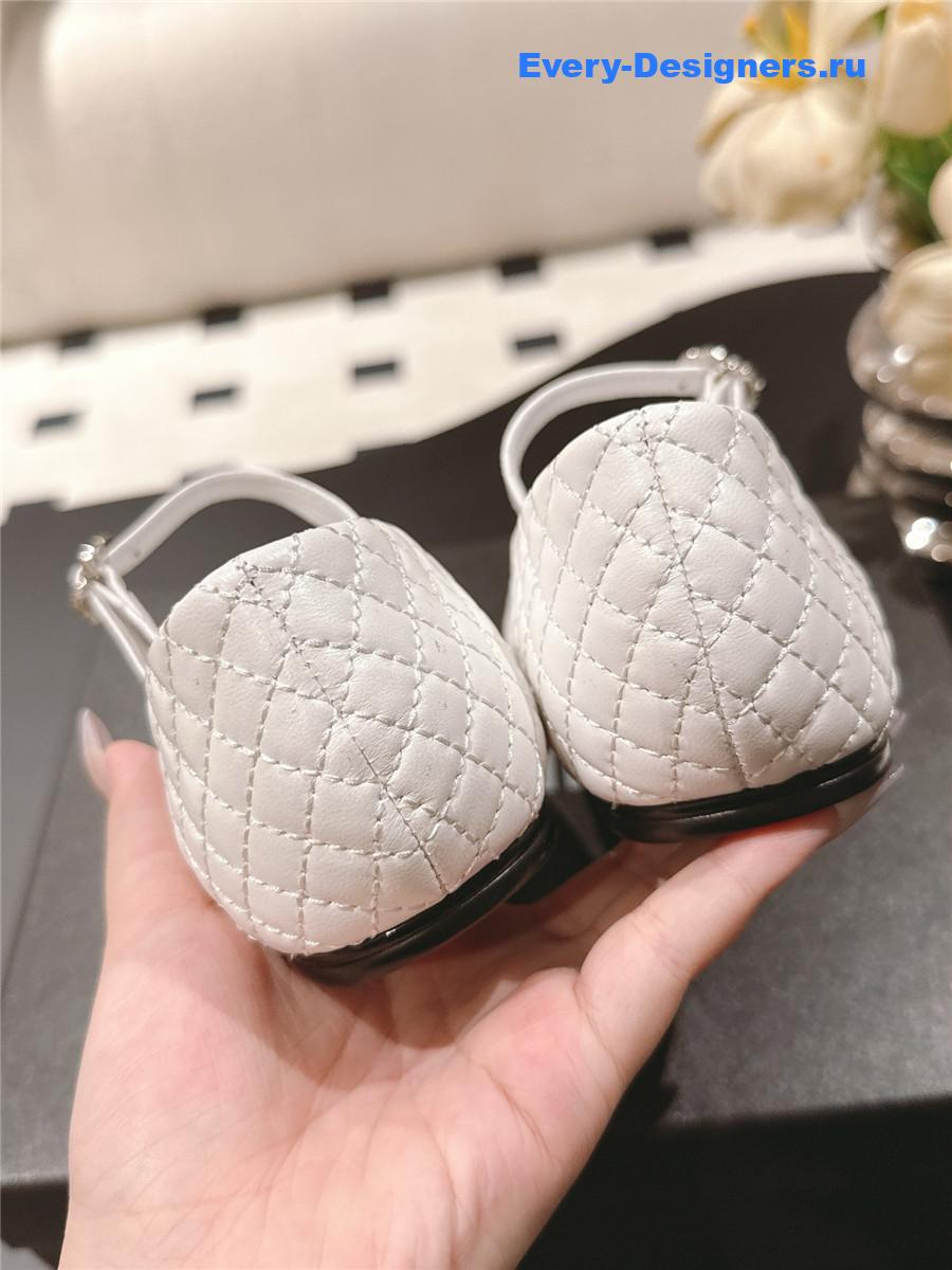 Ch**el white cotton lambskin mary janes