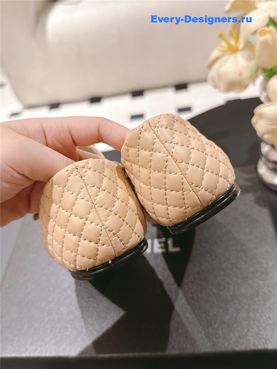 Ch**el beige cotton lambskin mary janes