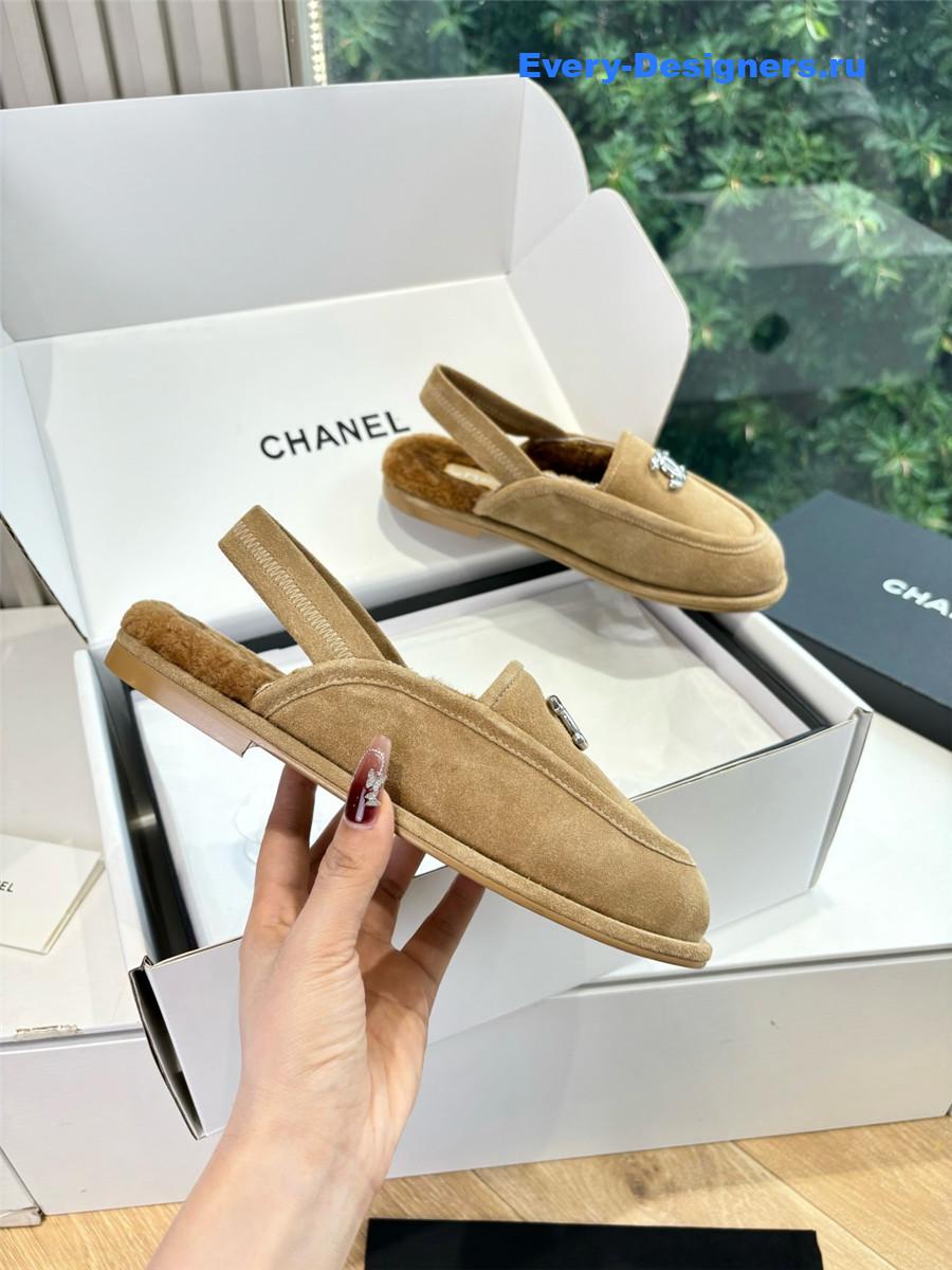 Ch**el mary jane wool cap toe sandals in beige