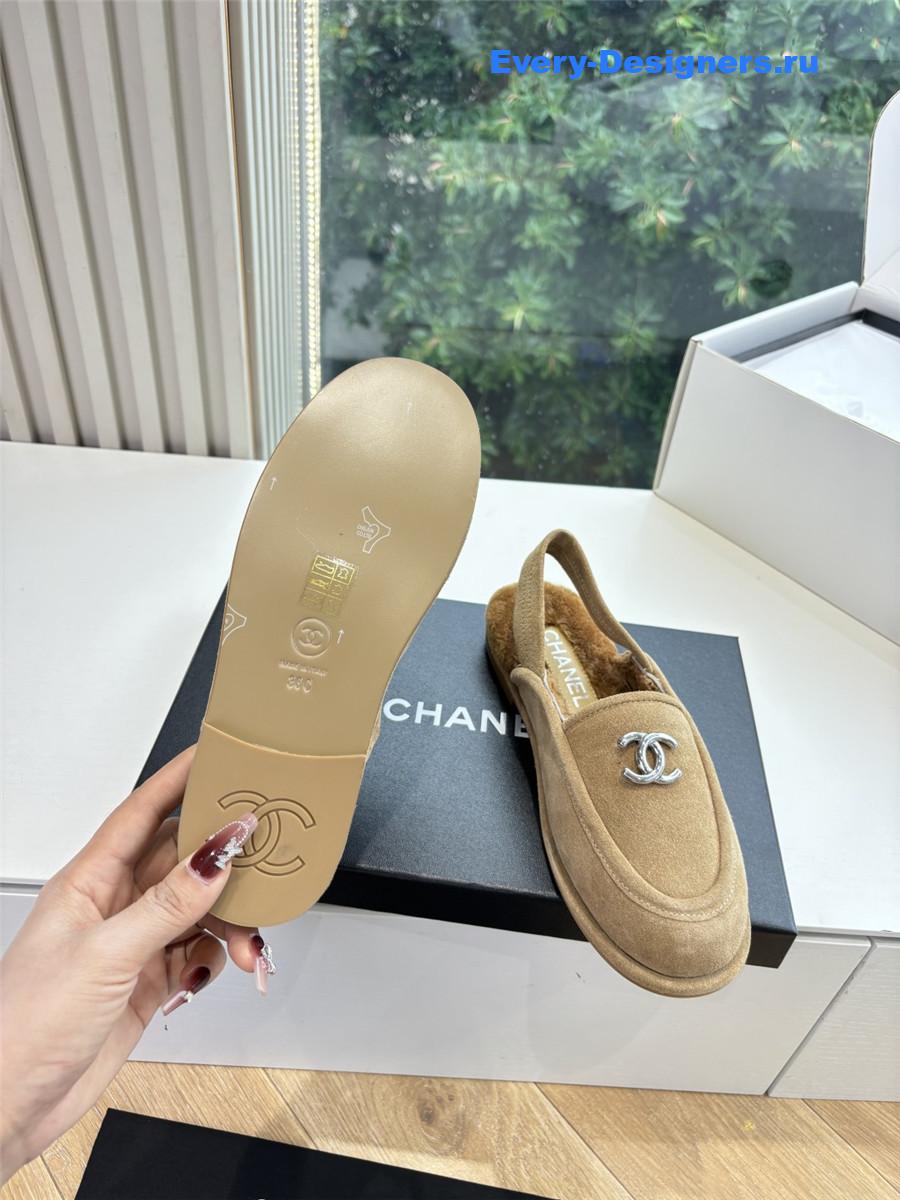 Ch**el mary jane wool cap toe sandals in beige