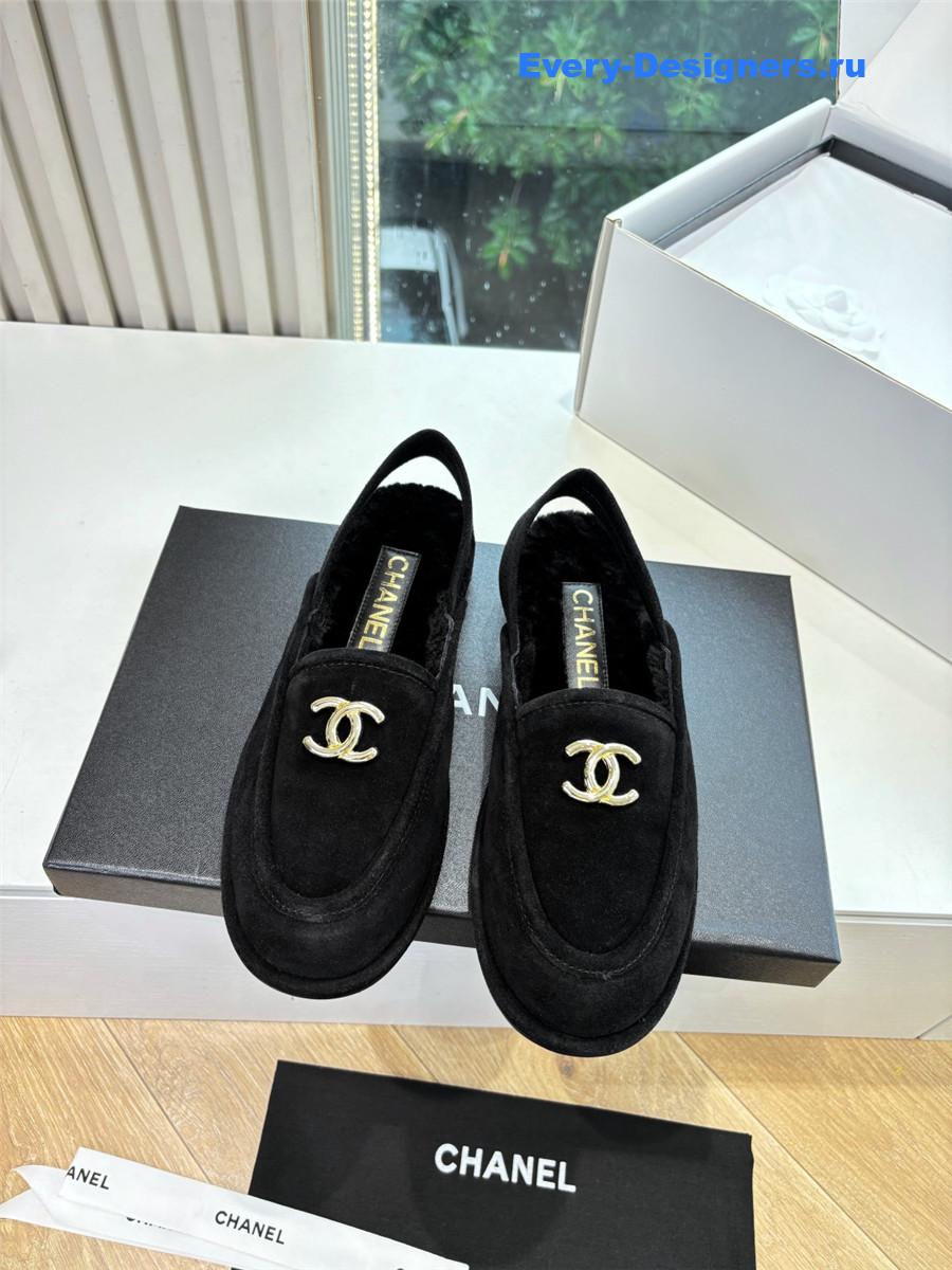 Ch**el mary jane wool cap toe sandals in black