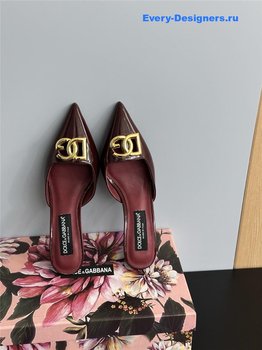 Dolce & Gabbana Burgundy Patent Mules