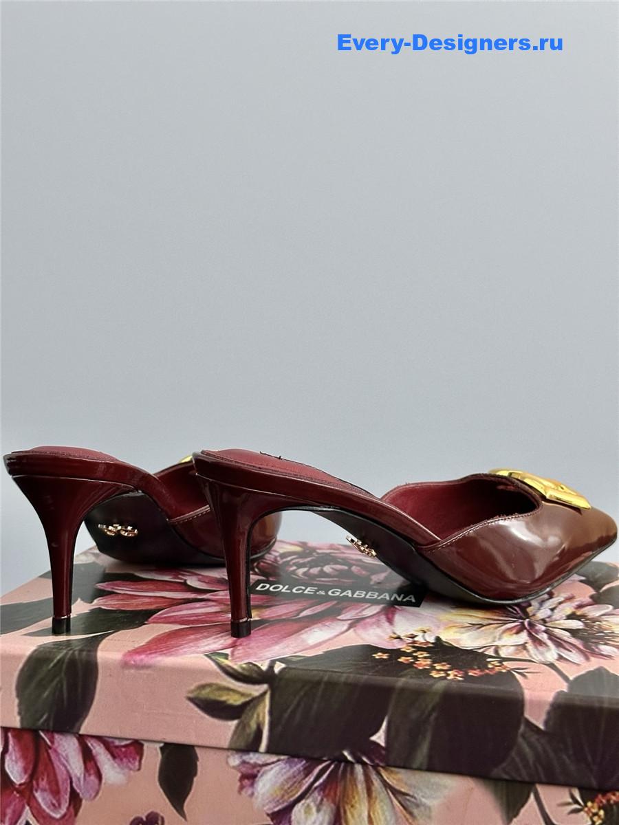 Dolce & Gabbana Burgundy Patent Mules