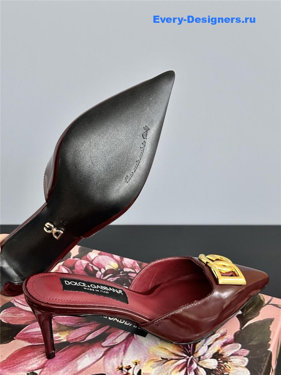 Dolce & Gabbana Burgundy Patent Mules