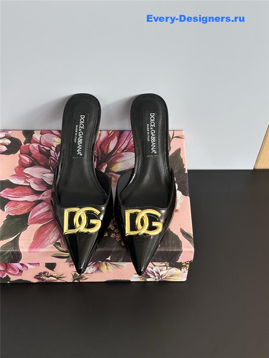 Dolce & Gabbana Black Patent Mules