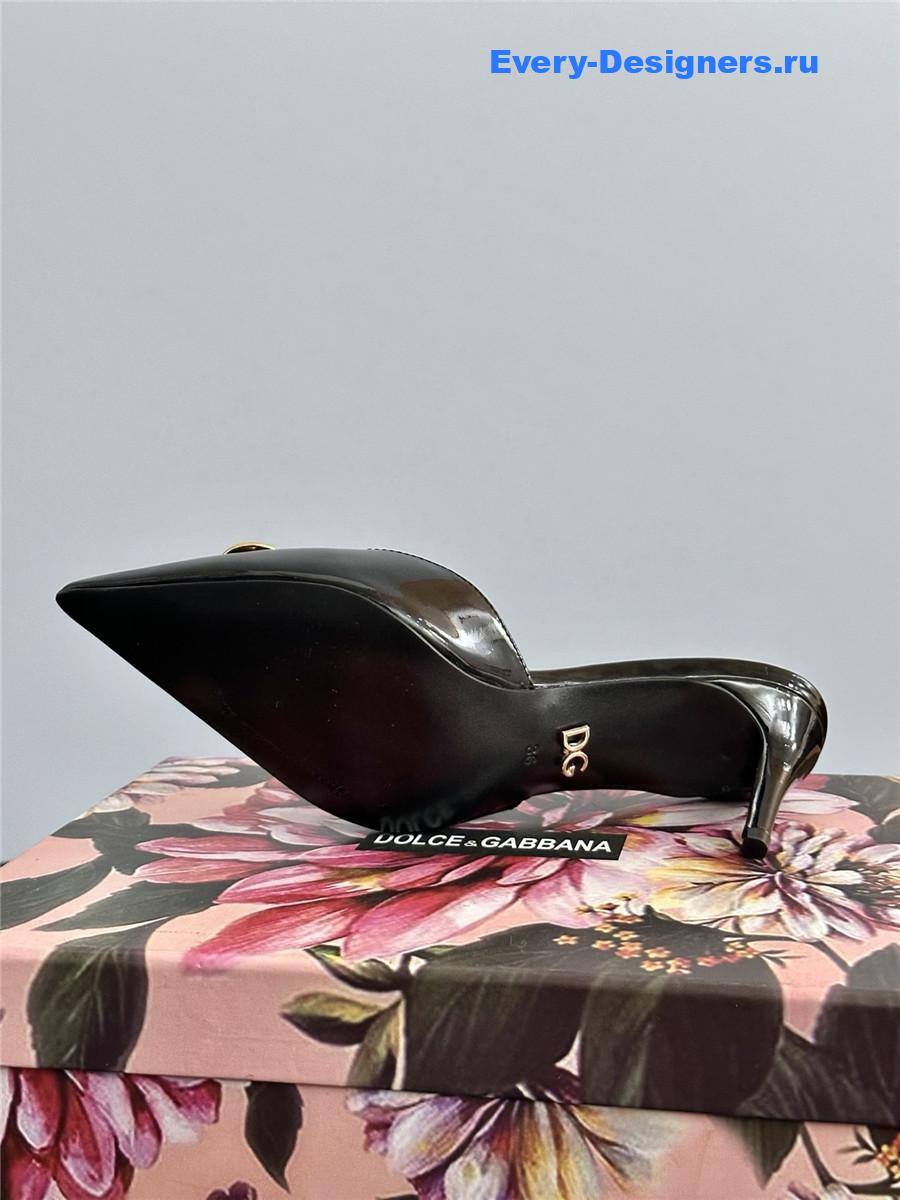 Dolce & Gabbana Black Patent Mules