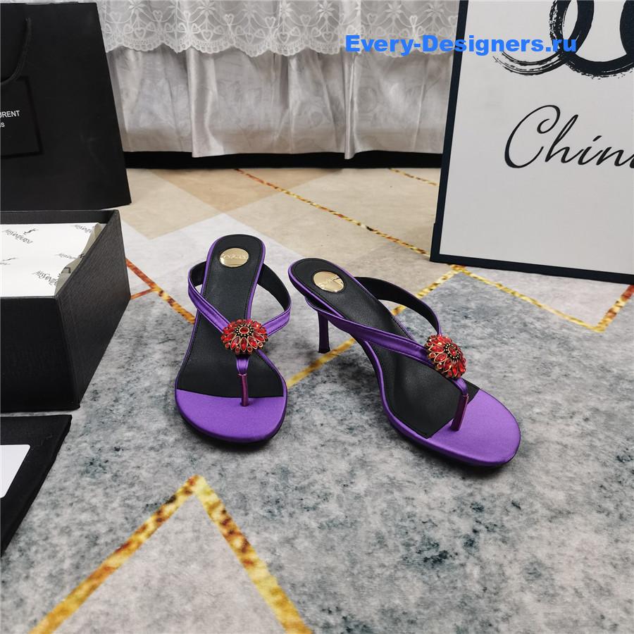Sa1nt Lau*nt purple rhinestone slippers