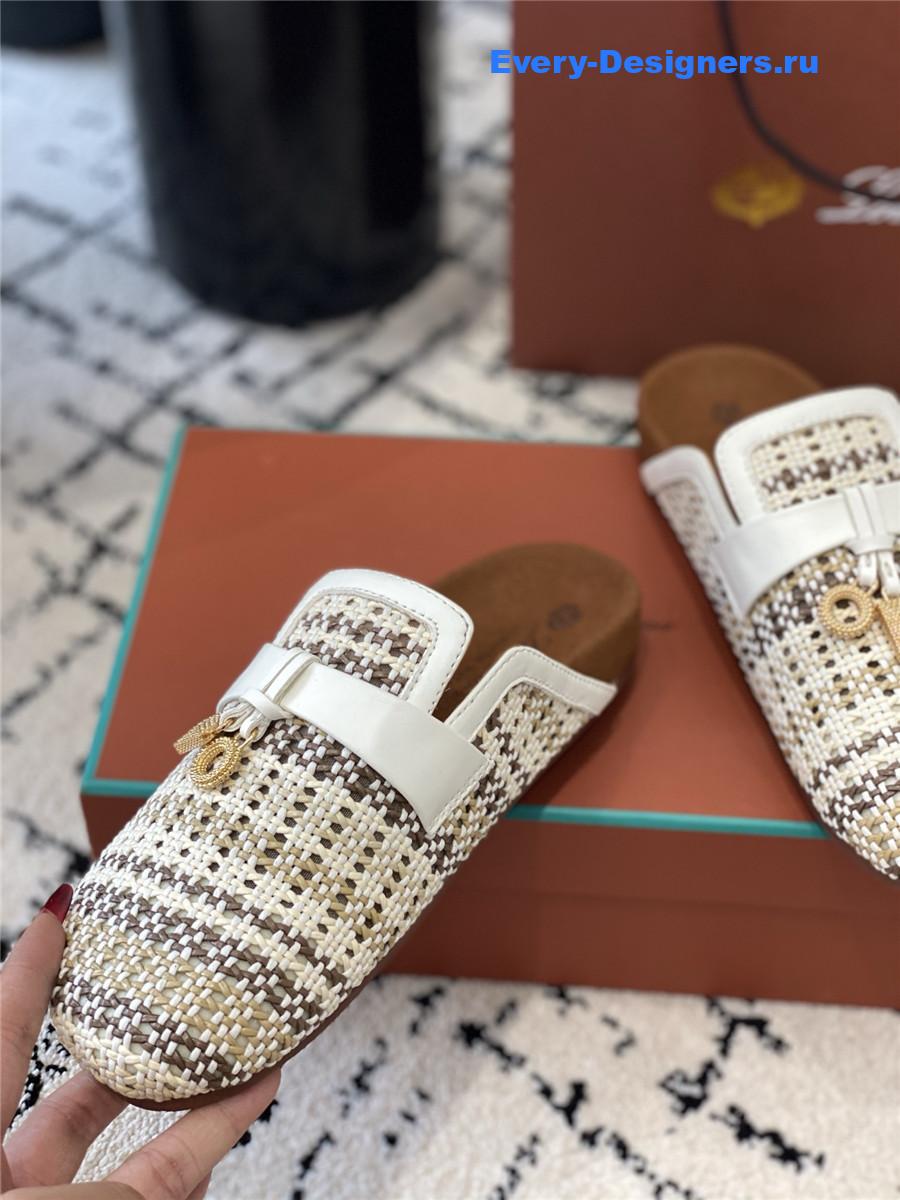 L0r0 P1ana white raffia mules
