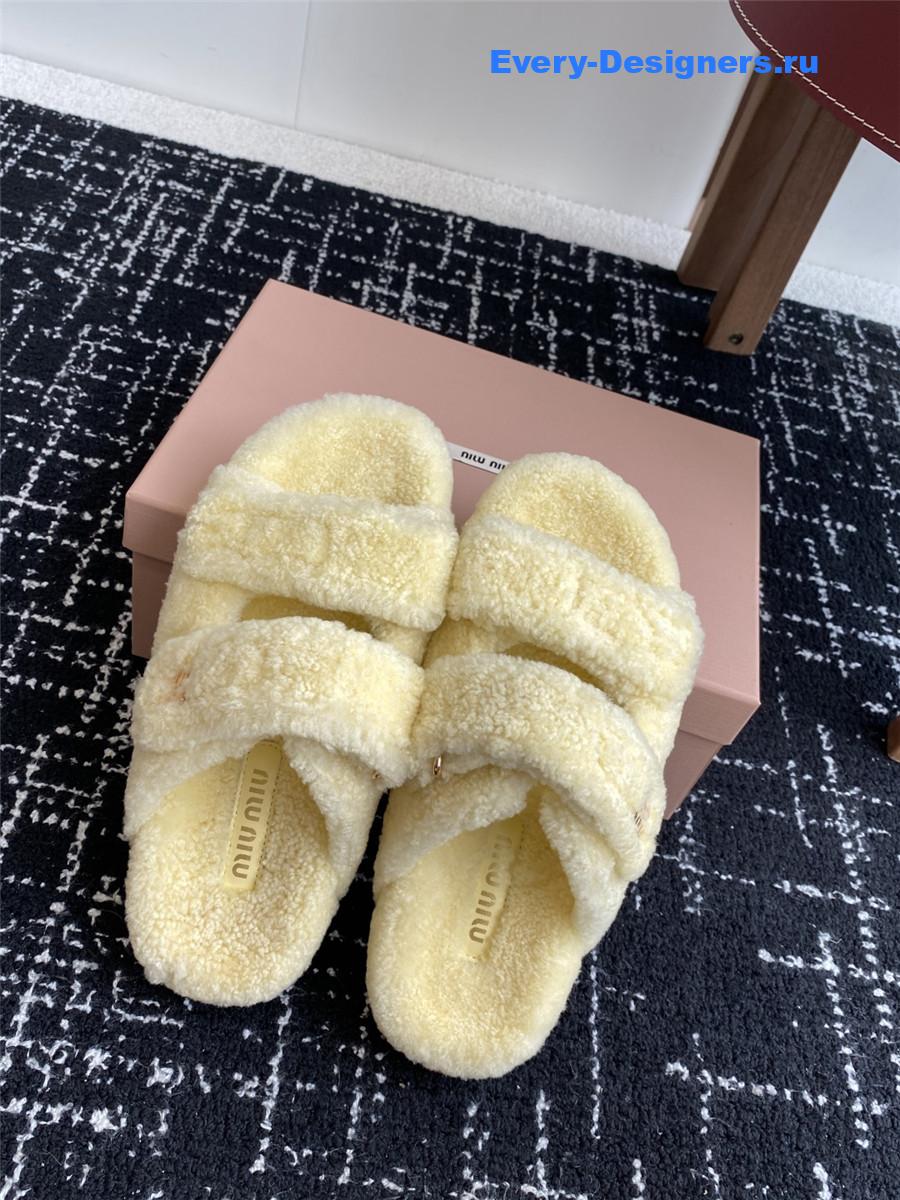 Miu Miu Yellow Shearling Sandals
