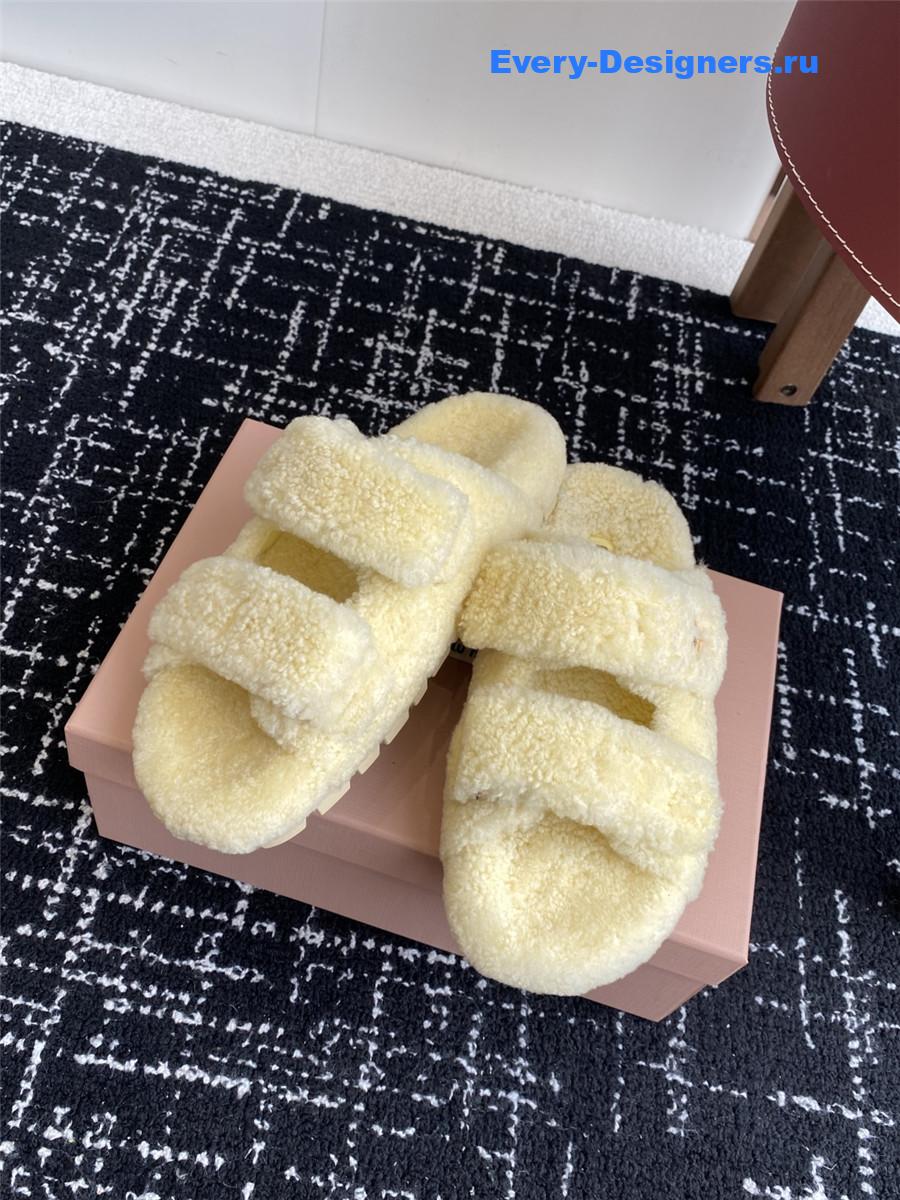 Miu Miu Yellow Shearling Sandals