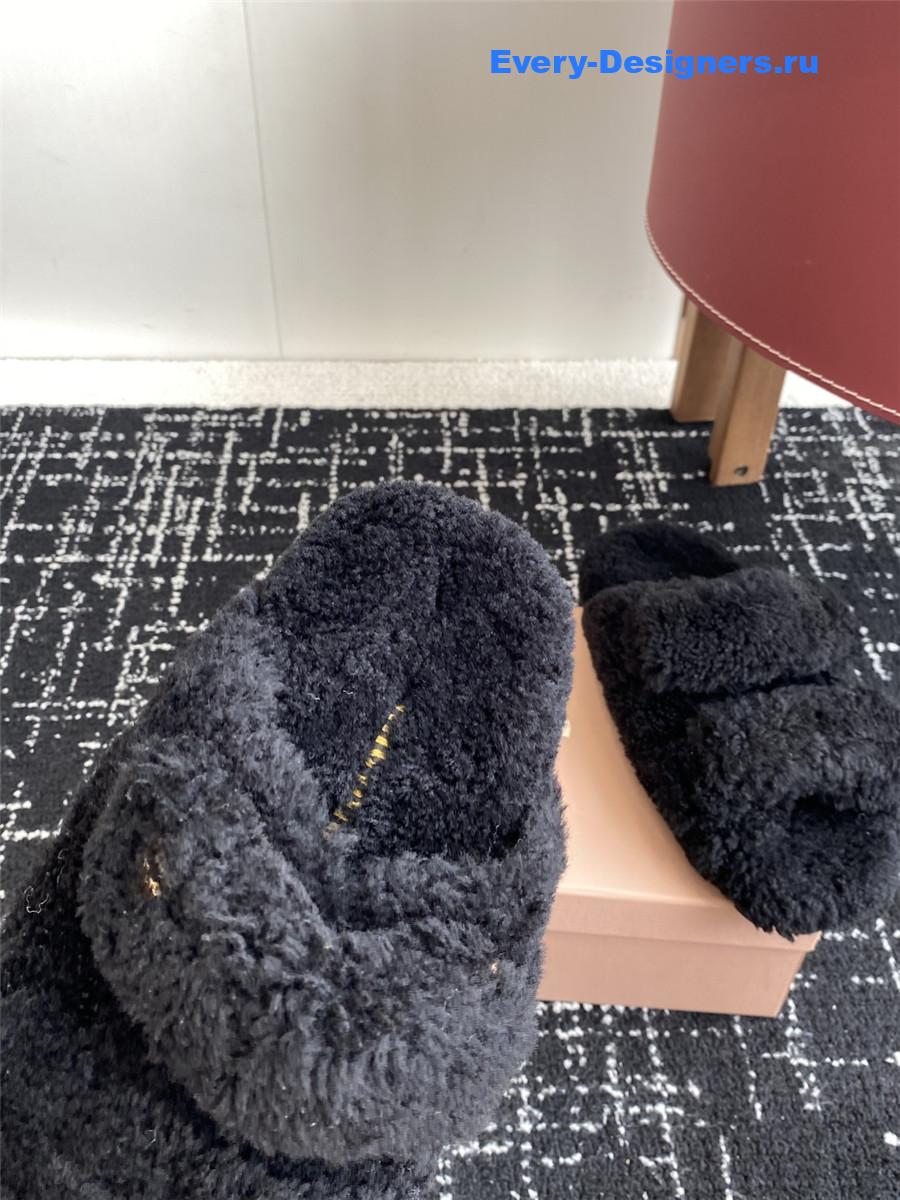 Miu Miu Black Shearling Sandals