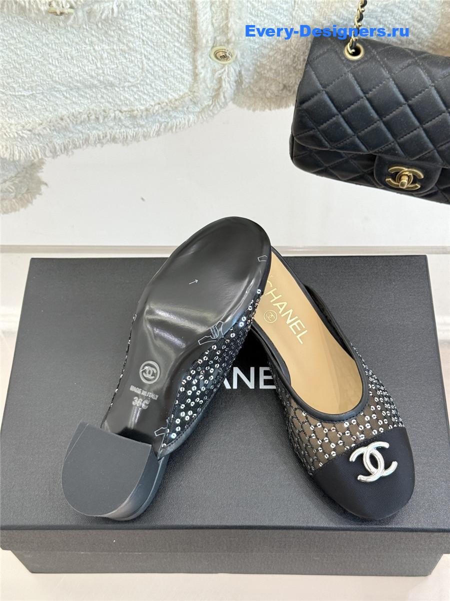 Ch**el black rhinestone slippers