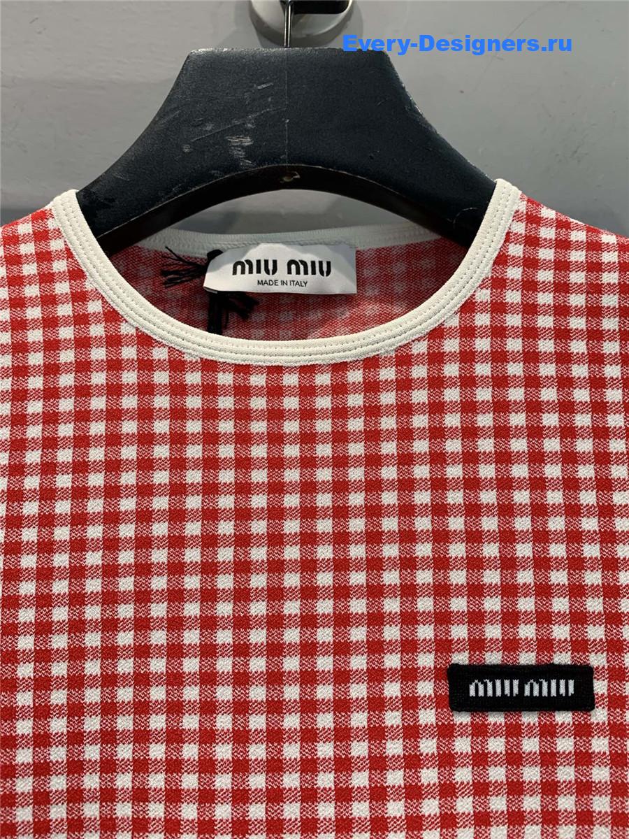 Miu Miu White/Red Viscose Top