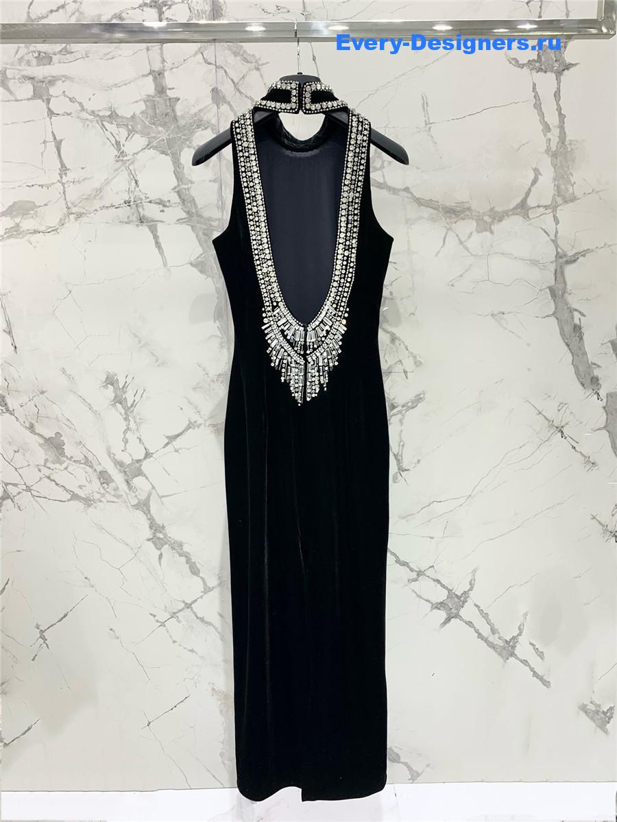 Balmain Pearl Velvet Gown