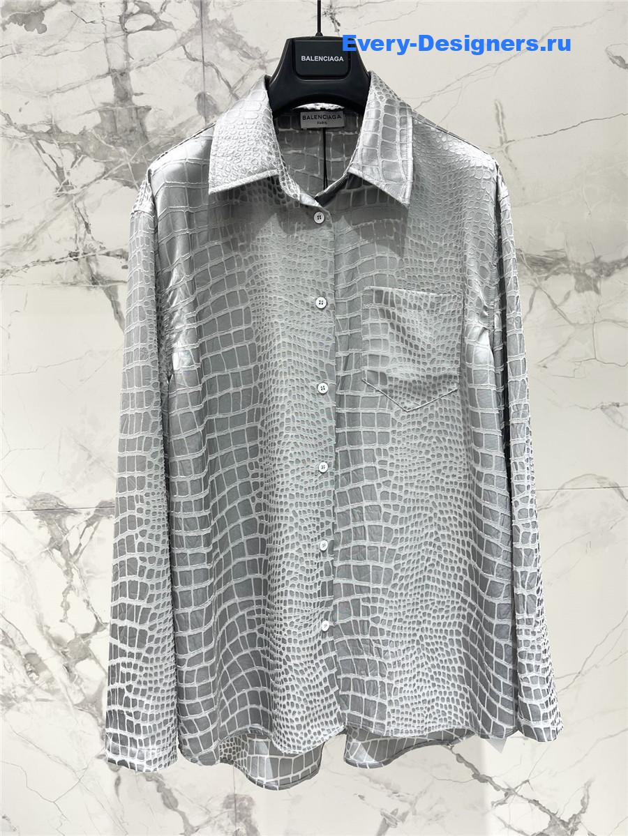 Ba1en*iaga gray crocodile shirt