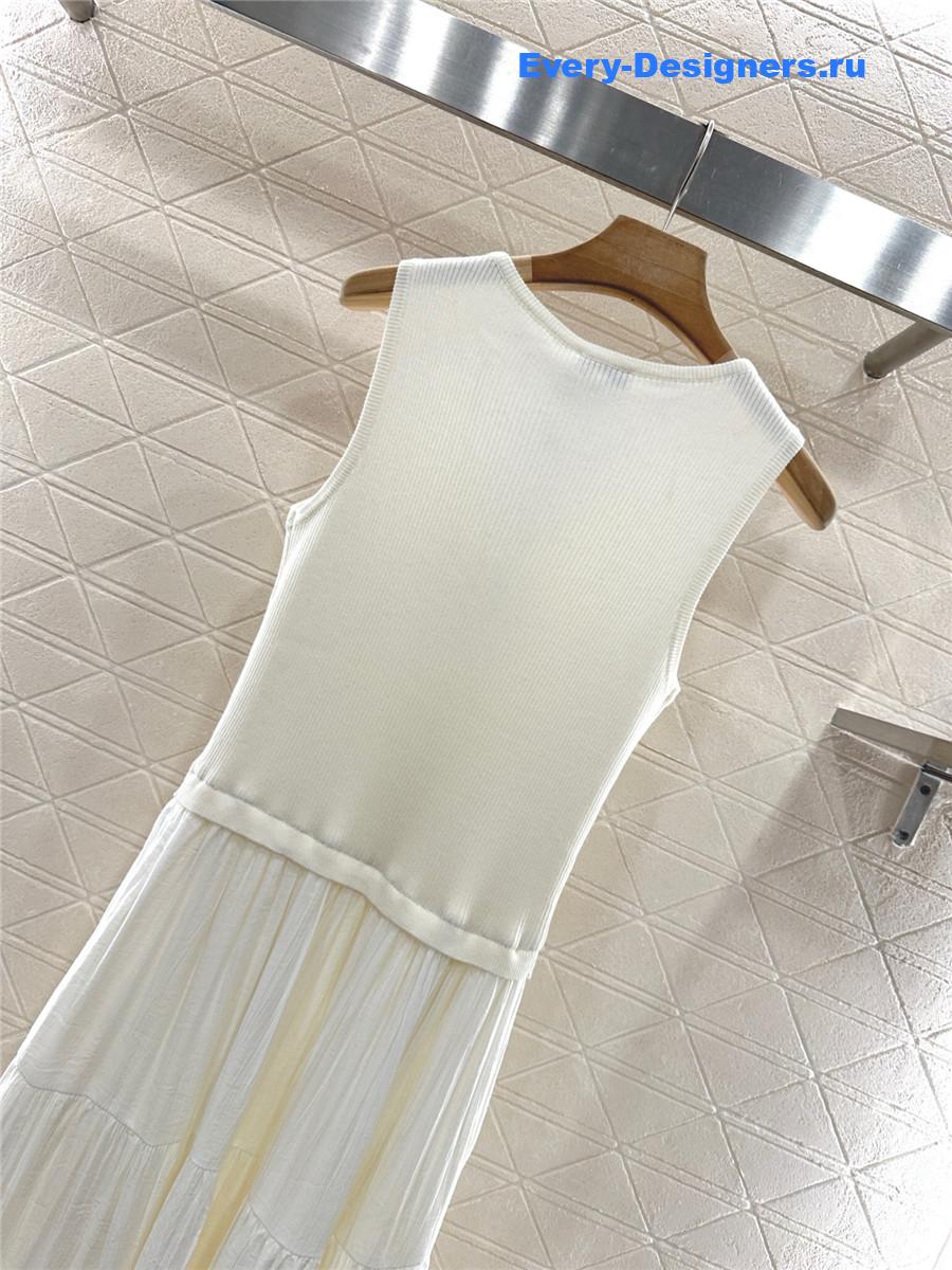 Ch**el white knitted patchwork dress