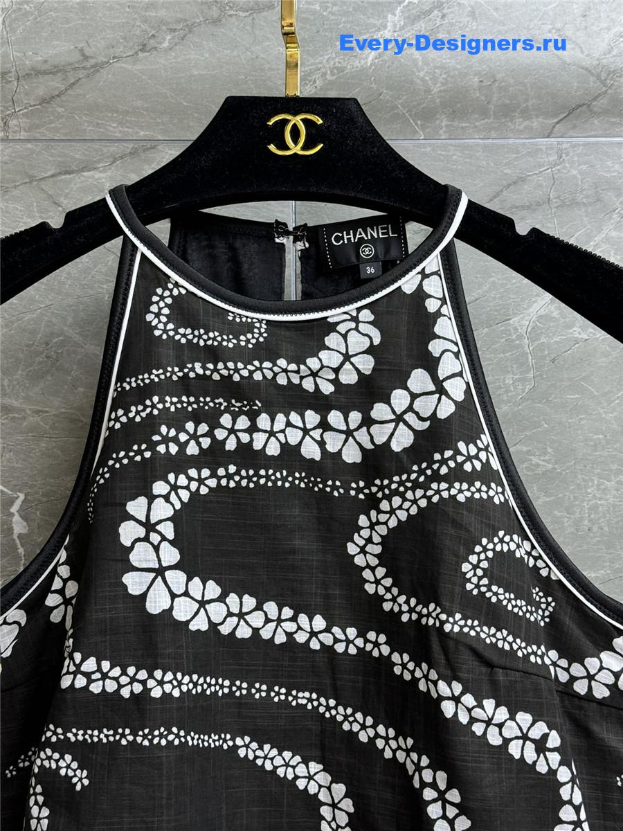 Ch**el black & white printed voile dress