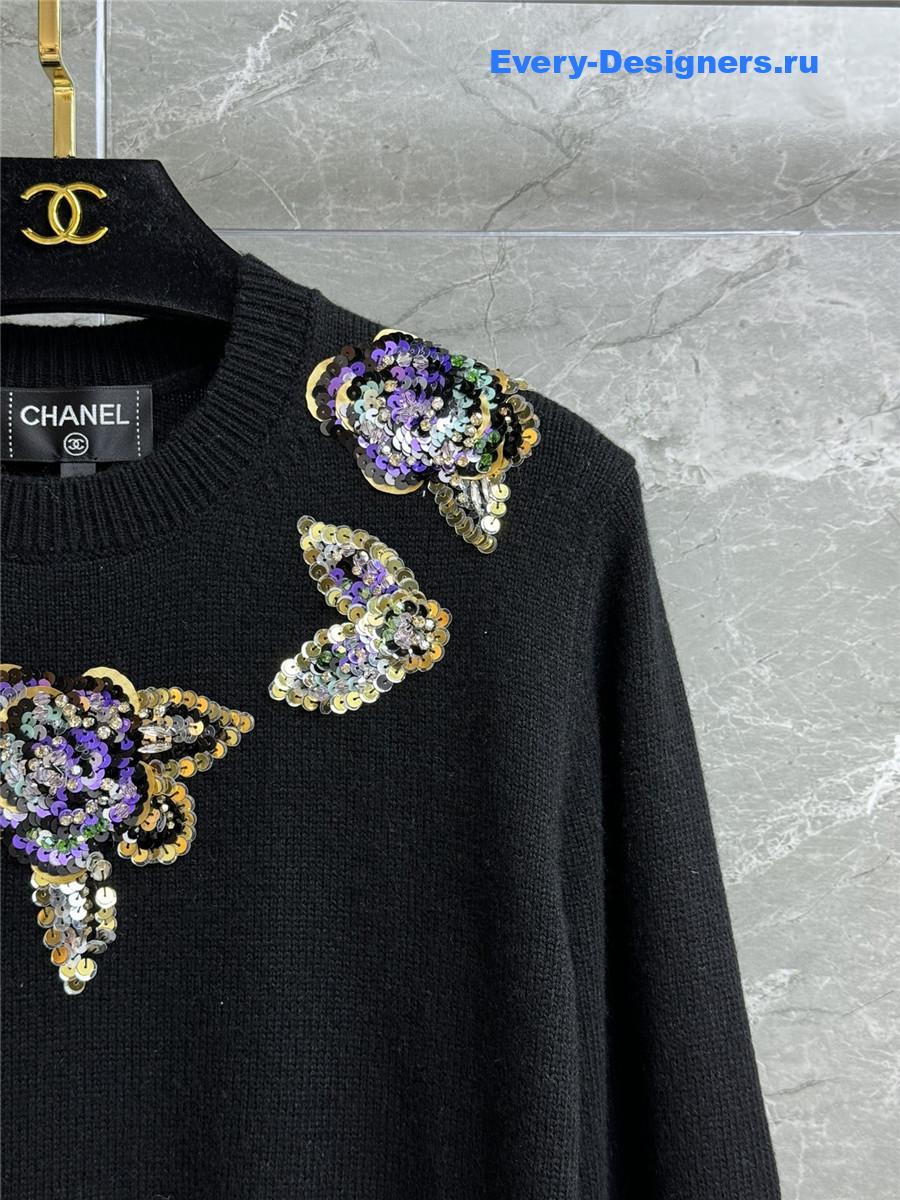 Ch**el sequins embroidered cashmere sweater