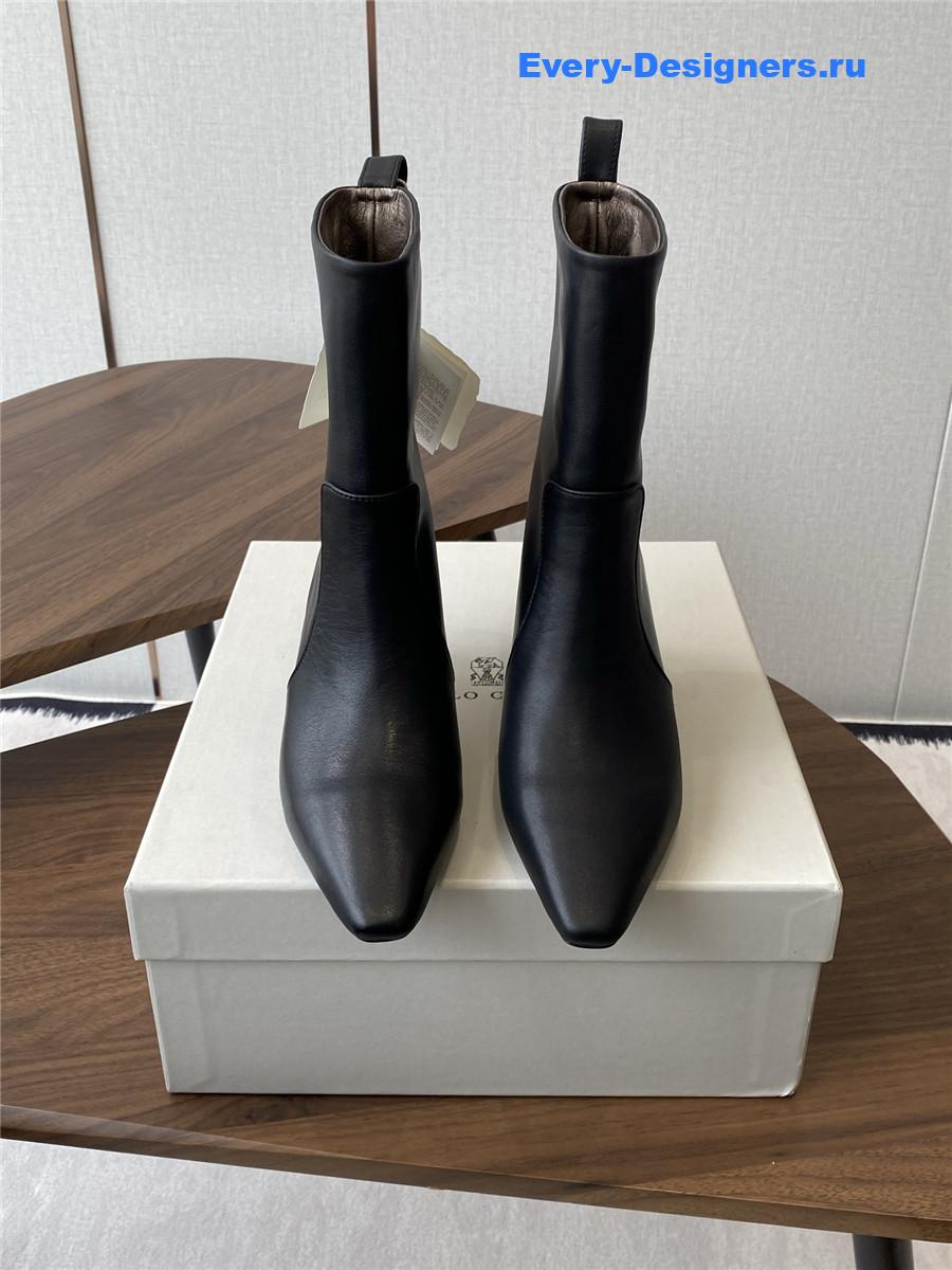 BC Bead-Embellished Black Leather Ankle Boots