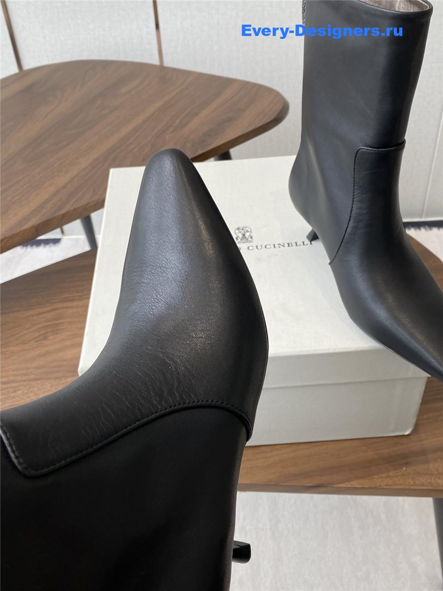 BC Bead-Embellished Black Leather Ankle Boots