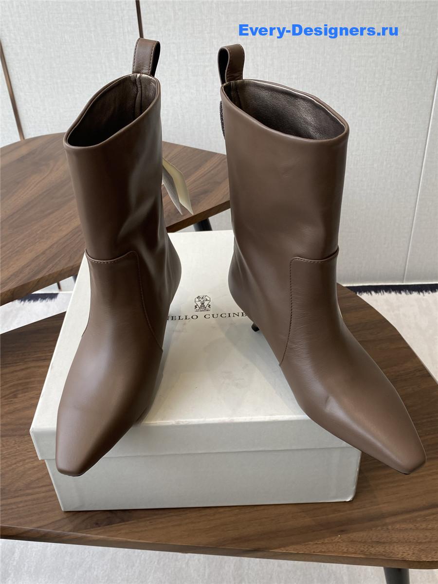 BC Beaded Brown Leather Ankle Boots