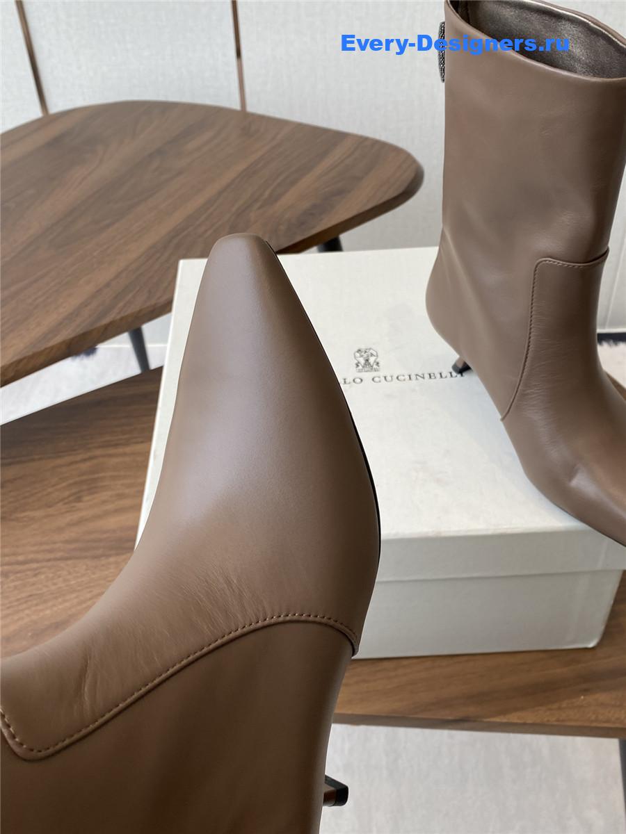 BC Beaded Brown Leather Ankle Boots