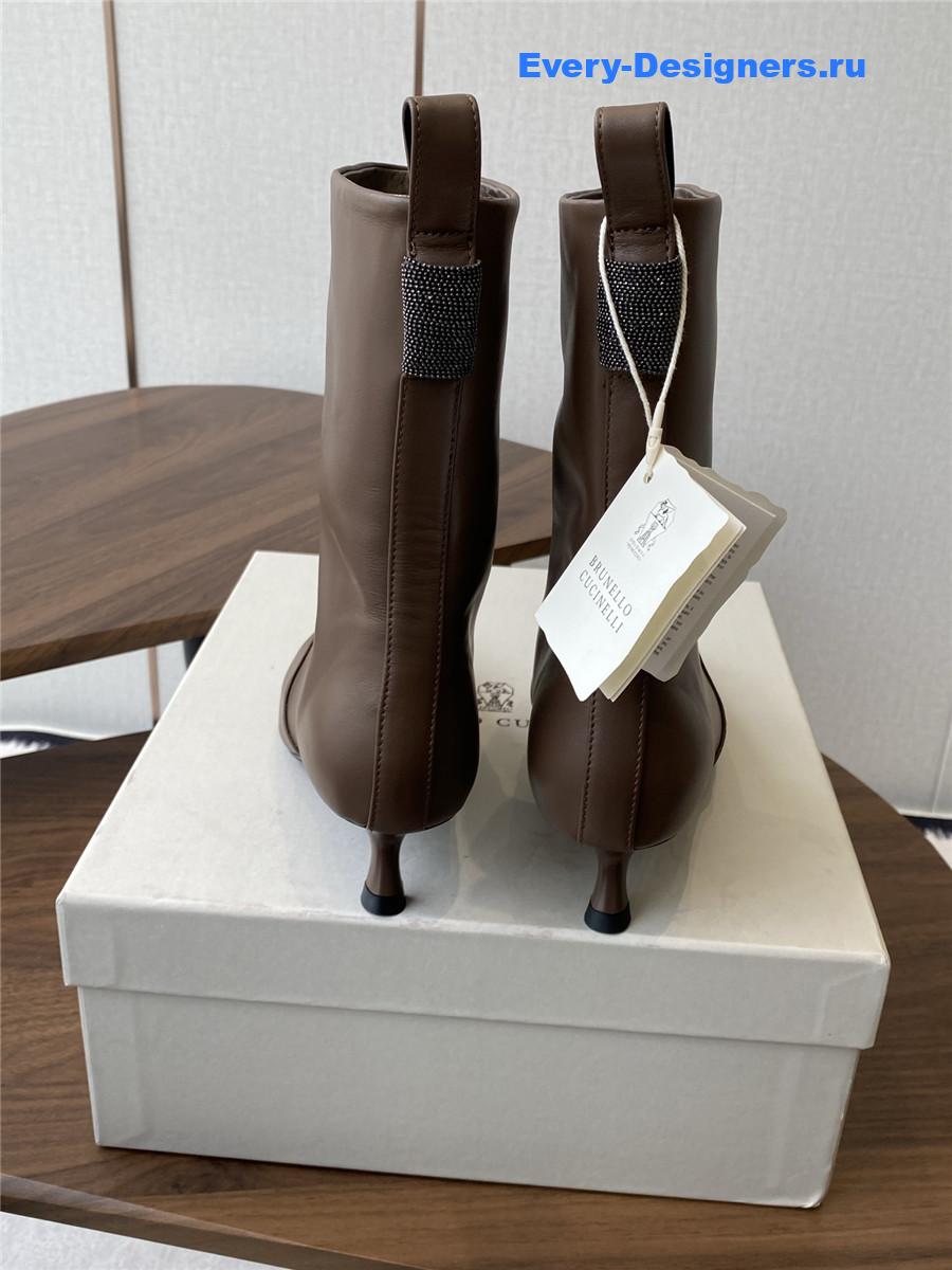 BC Beaded Brown Leather Ankle Boots