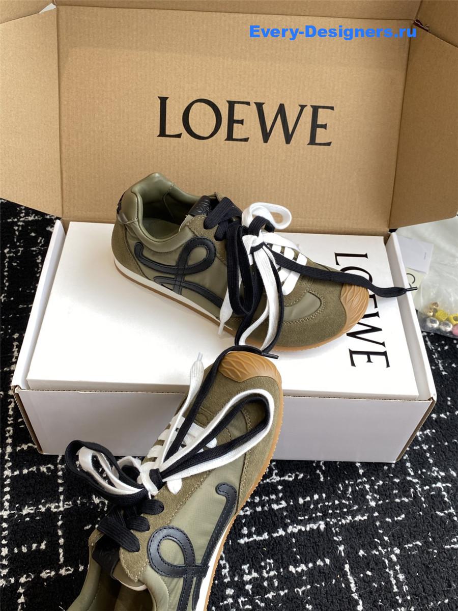 L0ew* ballet runner 2.0 green leather sneakers