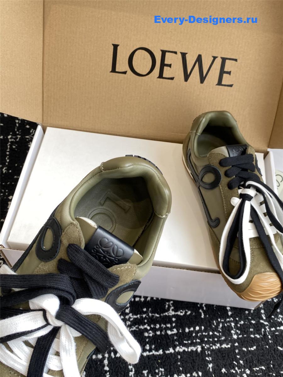 L0ew* ballet runner 2.0 green leather sneakers