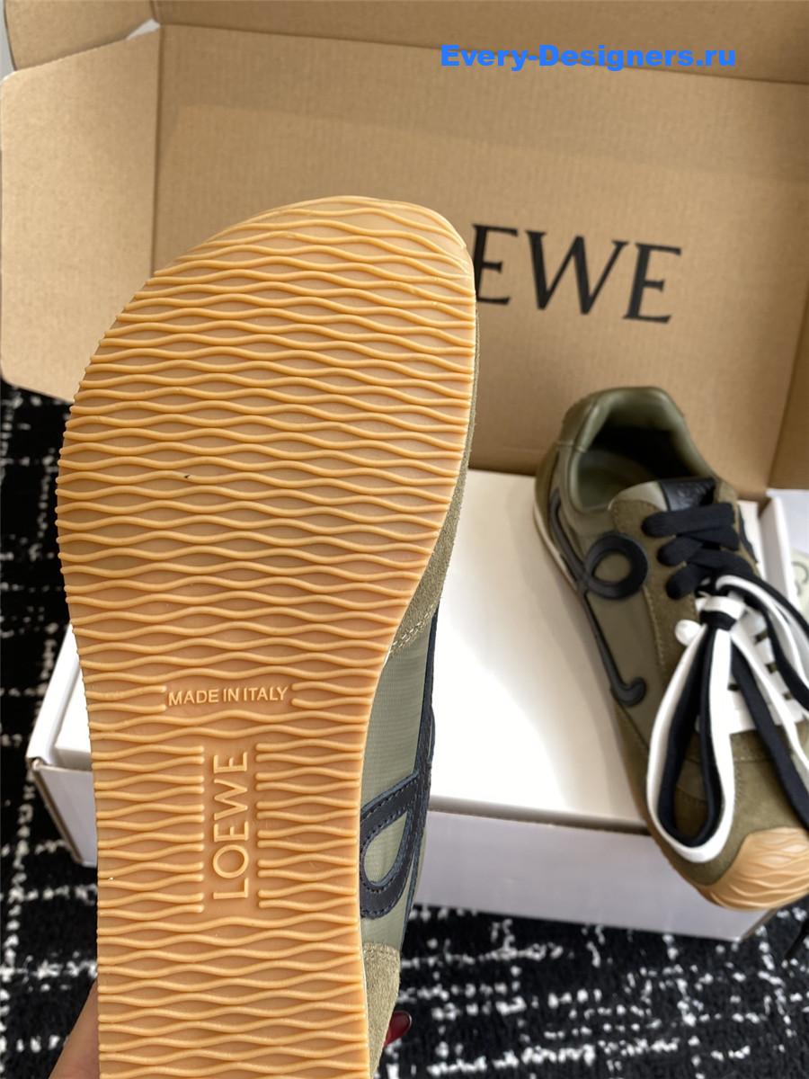 L0ew* ballet runner 2.0 green leather sneakers